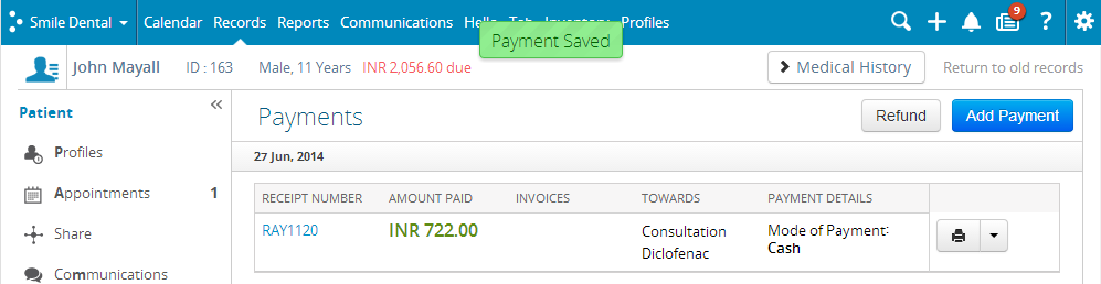 Payment Saved
