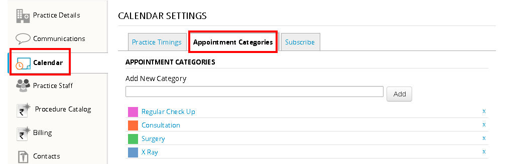Appointment Categories
