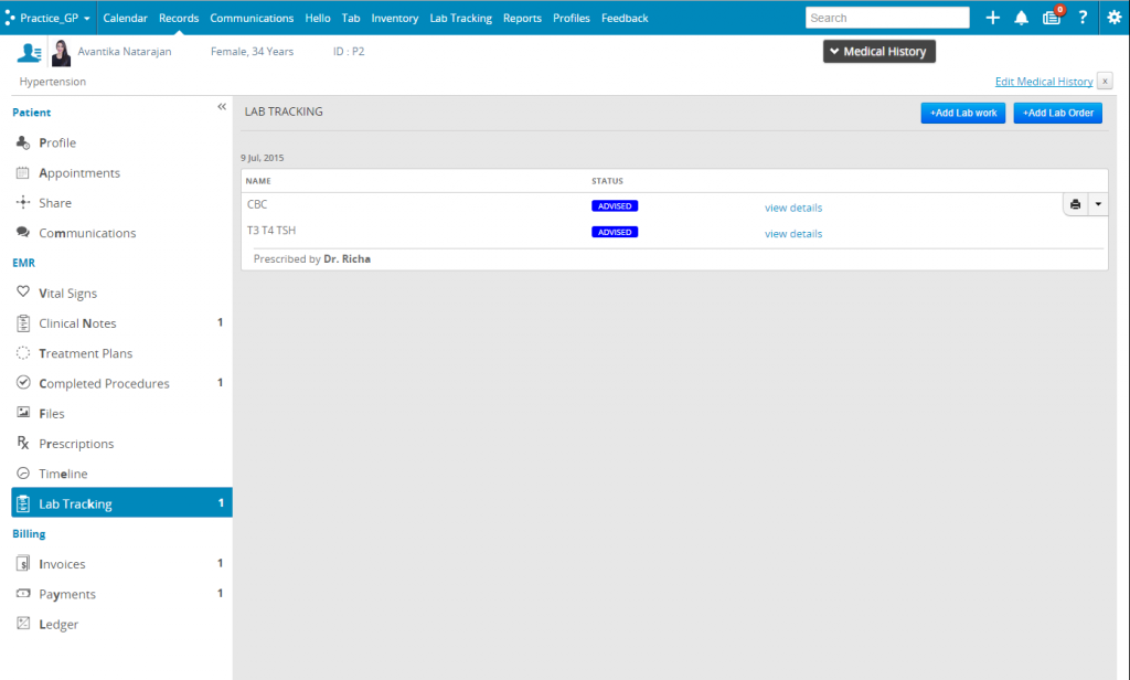 All About Lab Tests & Lab Management in Practo Ray Physician EMR ...