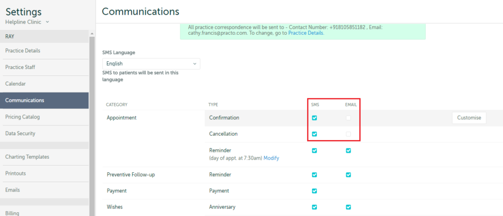 How to Change Communication Settings – Practo Help